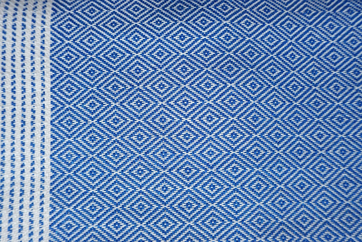 Plaid Line blau Decke und Überwurf Nahaufnahme - Splendite