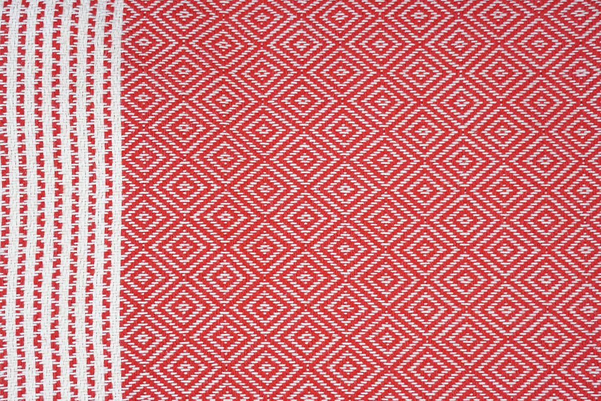Plaid Line rot Decke und Überwurf Nahaufnahme - Splendite