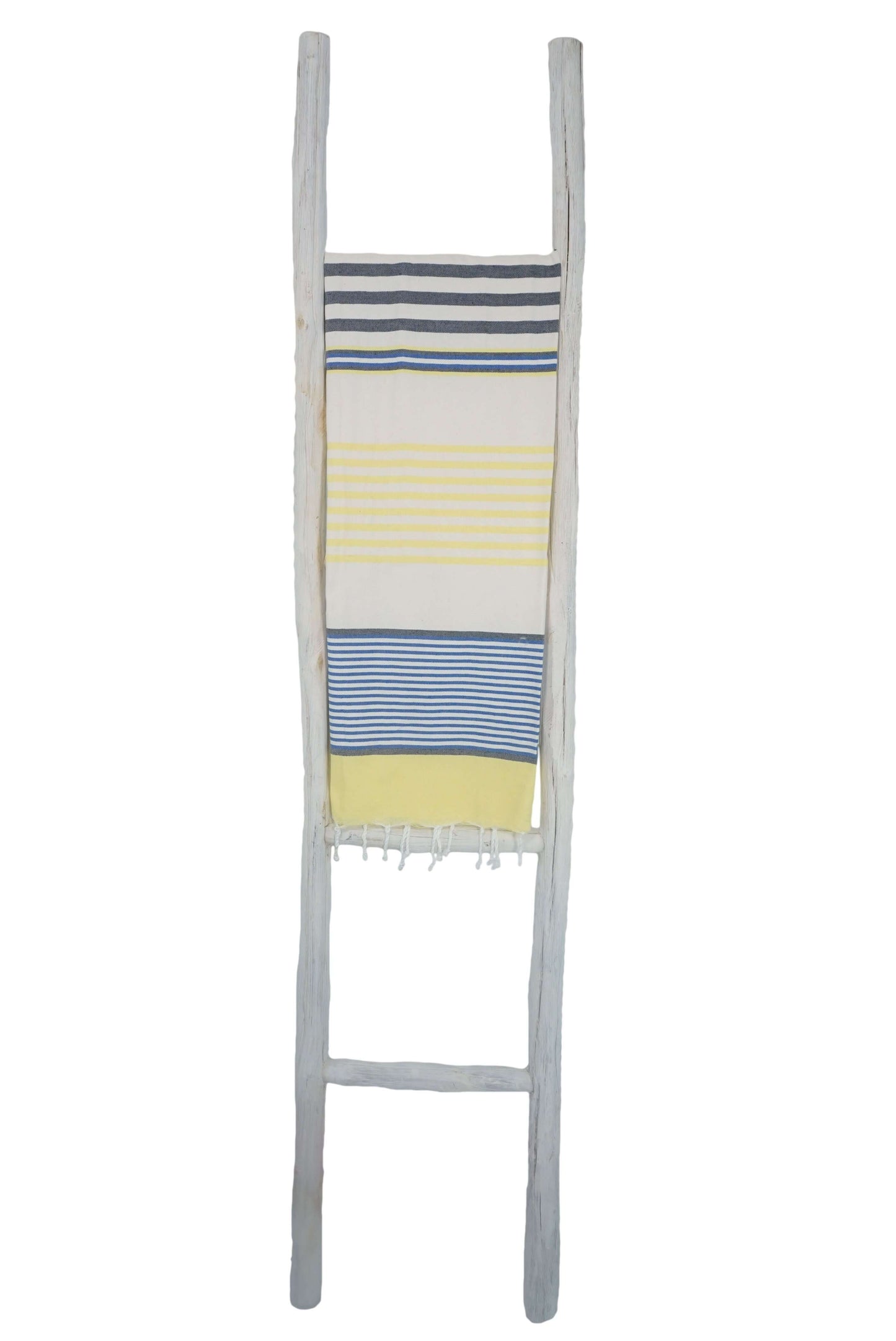 Fouta Stripe S gelb Hamamtuch und Strandtuch auf Leiter - Splendite