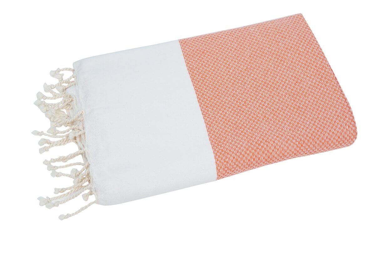 Fouta Pickpick orange Hamamtuch und Strandtuch - Splendite