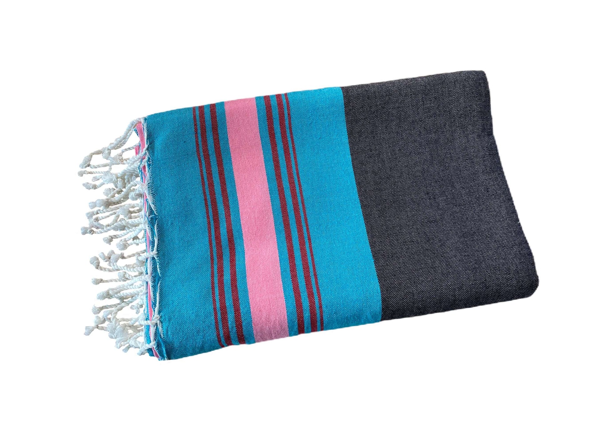 Fouta Fine Stripes schwarz-türkis-rosa Splendite