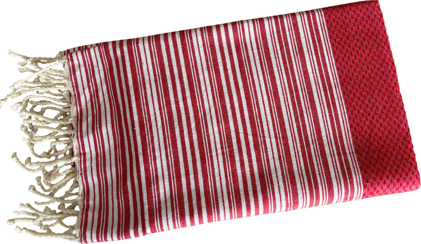 Fouta-Bee Hamamtuch Strandtuch rot weiss  Splendite