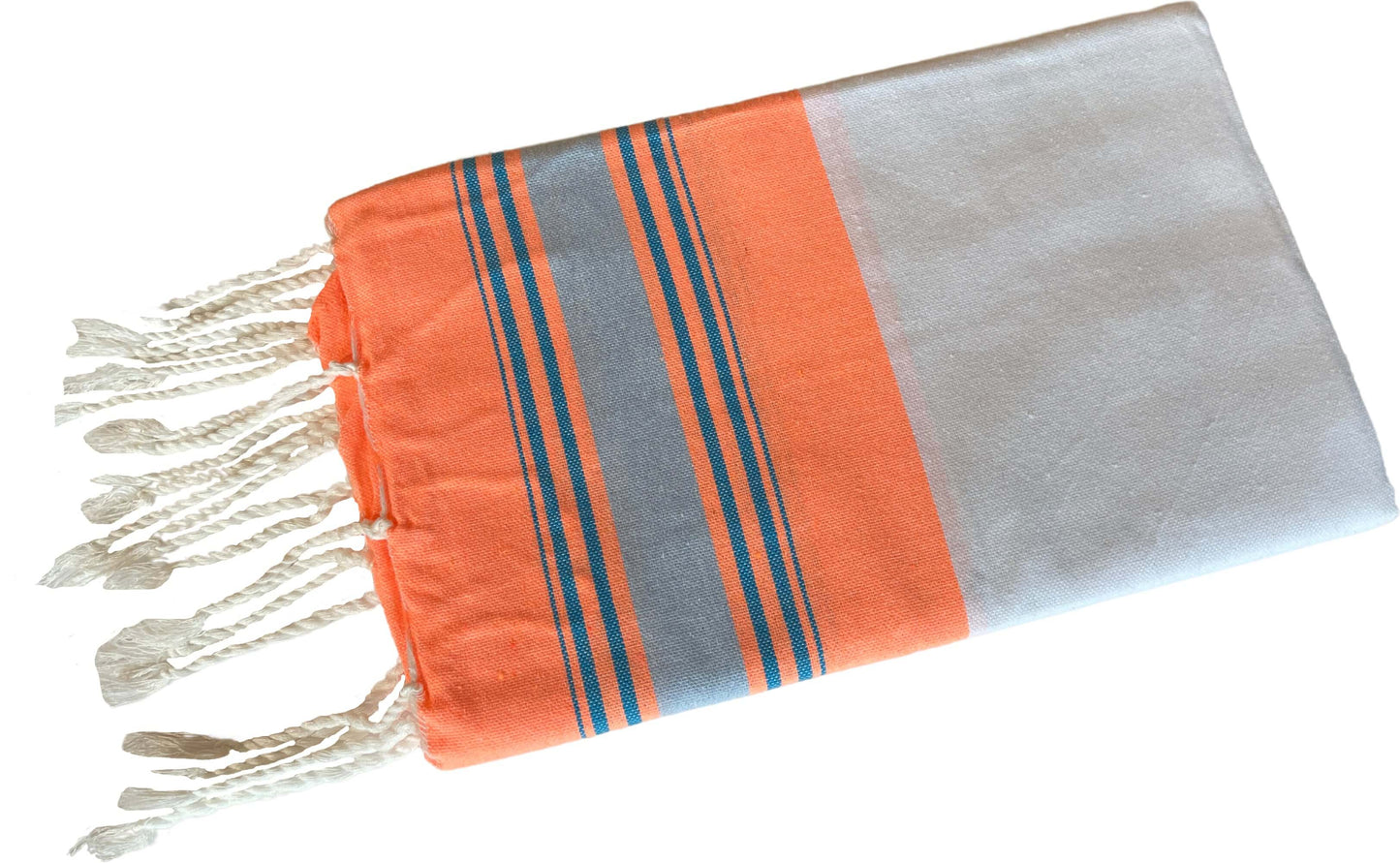 Fouta Fine Stripes weiss-neonorange-graublau Splendite