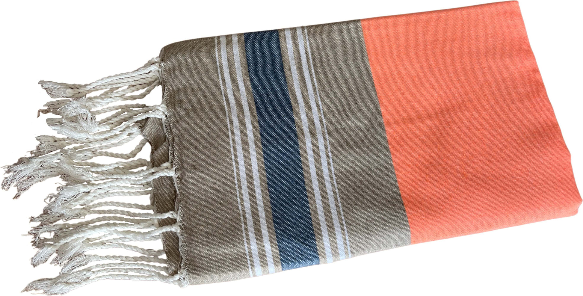 Fouta Fine Stripes neonorange-beige-blau Splendite