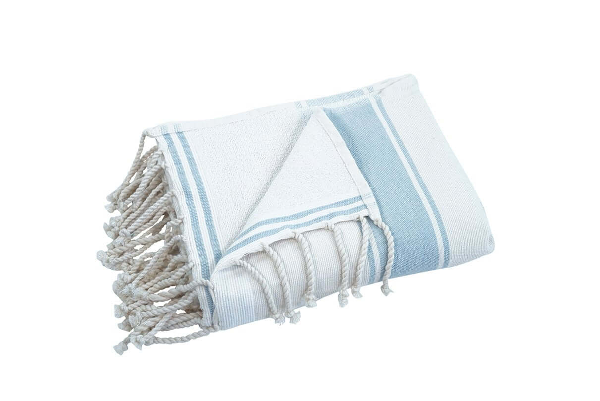 Strandtuch Claire weiss/hellb blau Badetuch und Handtuch - Splendite