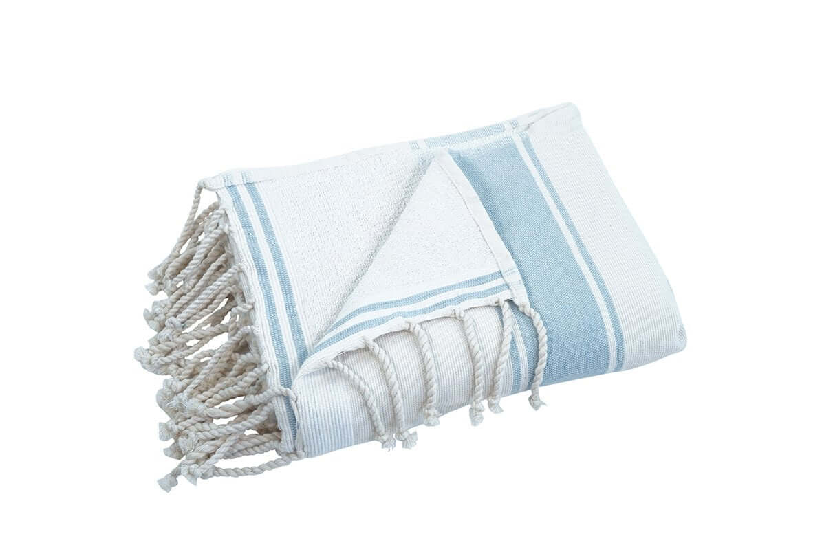 Strandtuch Claire weiss/hellb blau Badetuch und Handtuch - Splendite