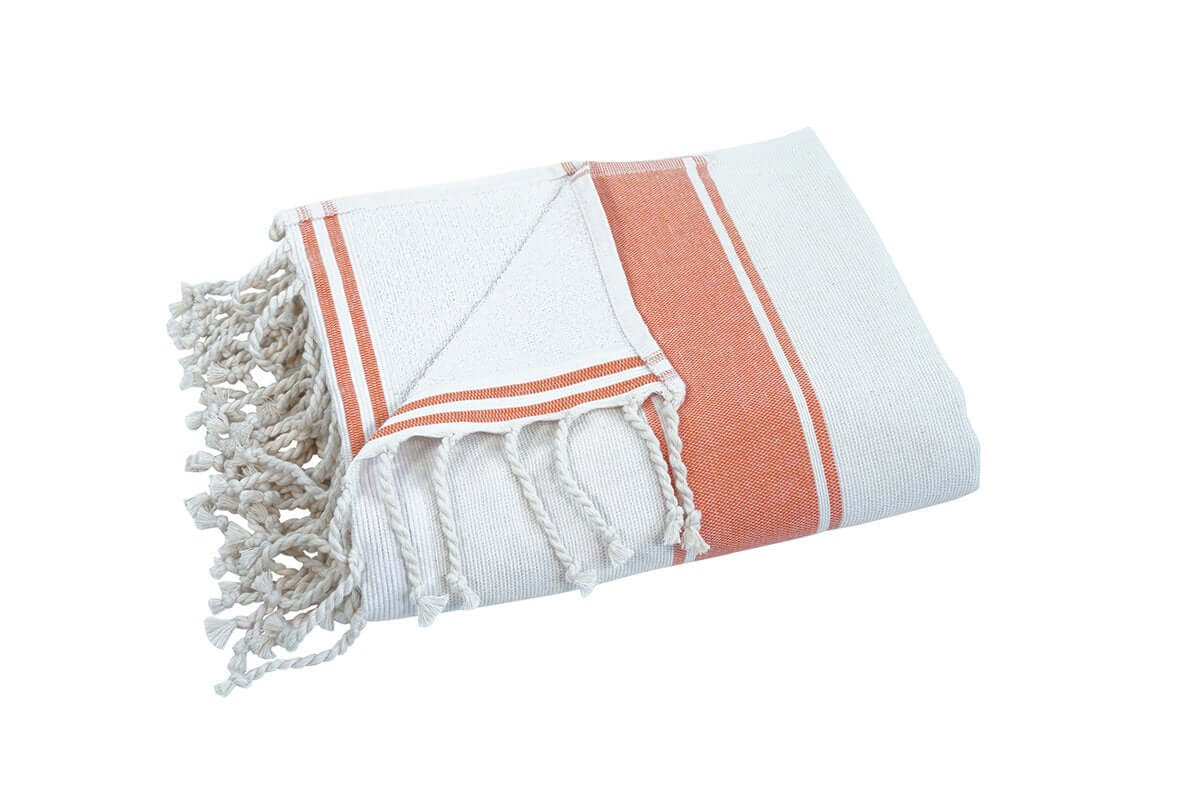 Strandtuch Claire weiss/orange Badetuch und Handtuch - Splendite