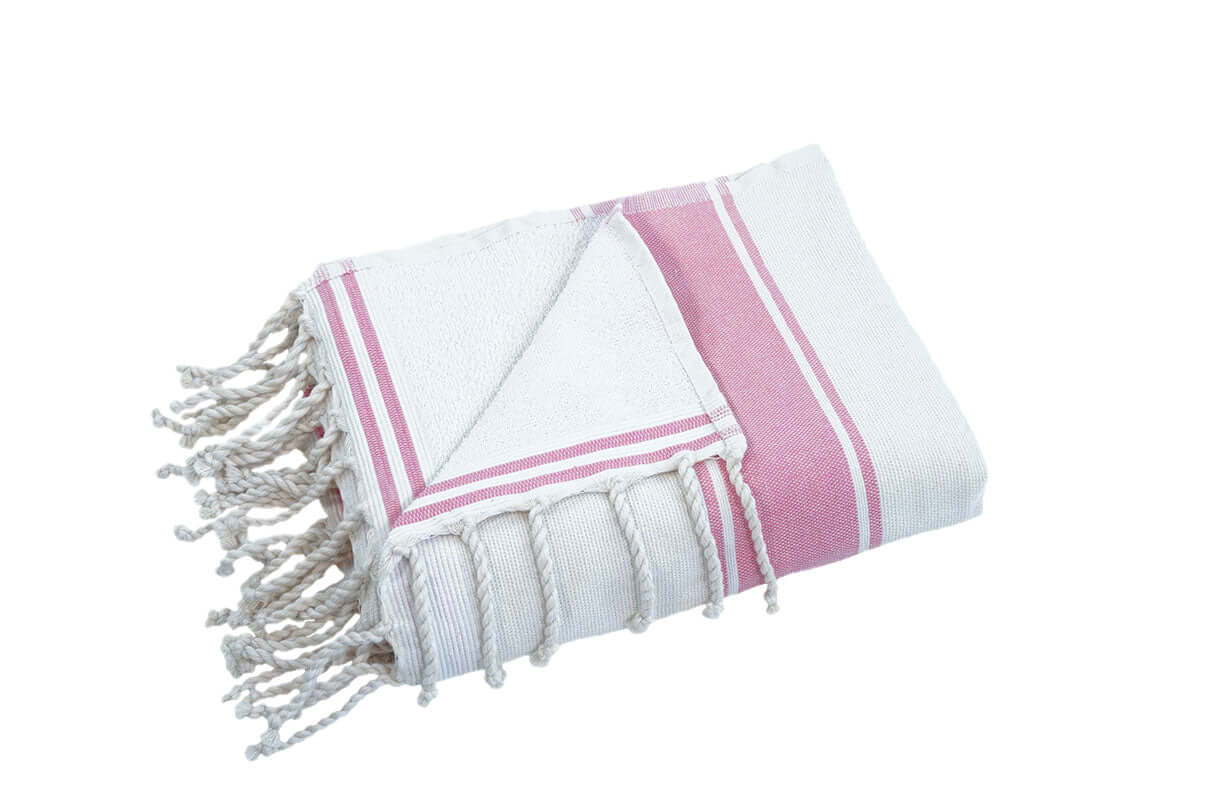 Strandtuch Claire weiss/rosa Badetuch und Handtuch - Splendite