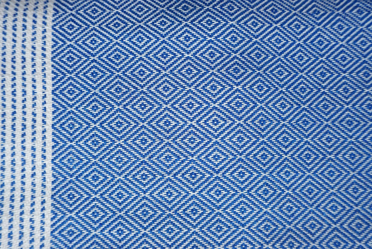 Plaid Line blau Decke und Überwurf Nahaufnahme - Splendite