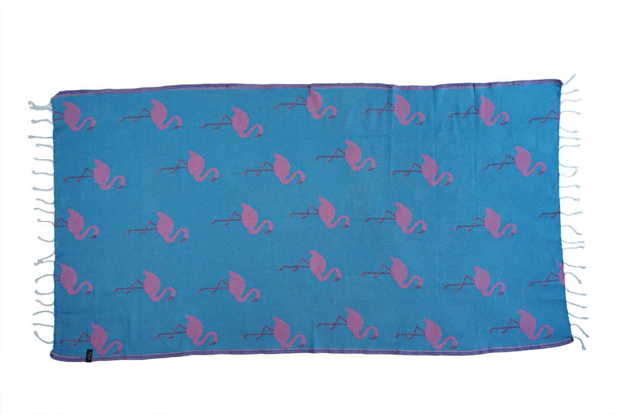 Plaid Flamingo blau - Splendite Plaid und Decke Nahaufnahme