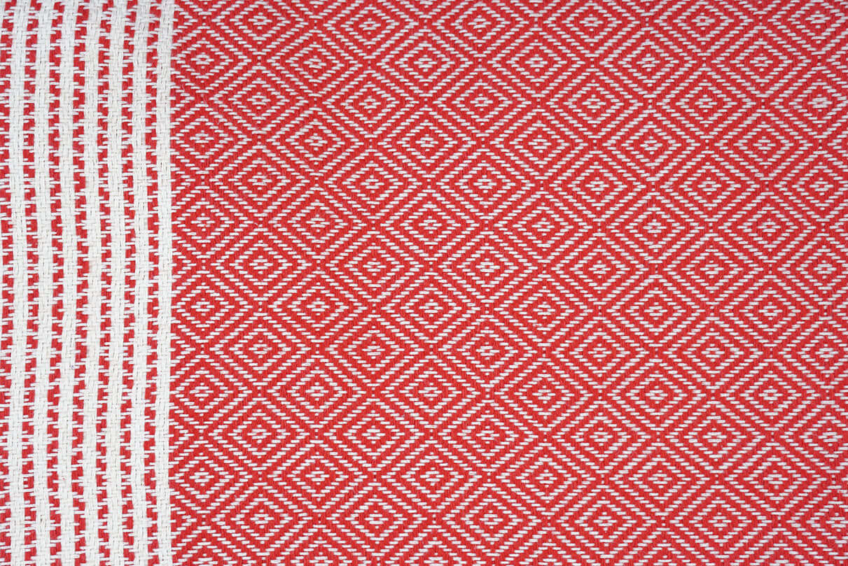 Plaid Line rot Decke und Überwurf Nahaufnahme - Splendite
