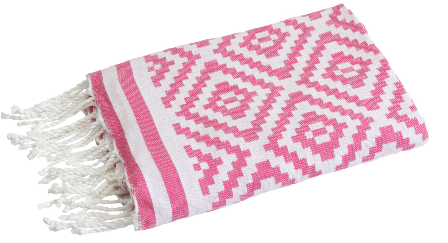 Fouta Raute pink Hamamtuch und Strandtuch - Splendite