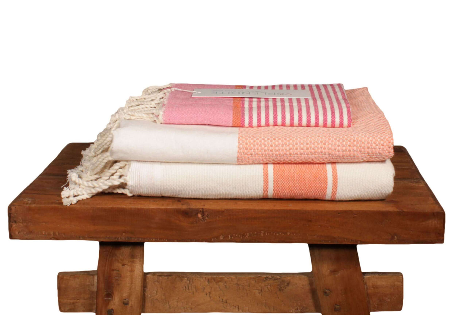 Strandset orange/rosa 3-teilig - Splendite Hamamtuch und Strandtuch 