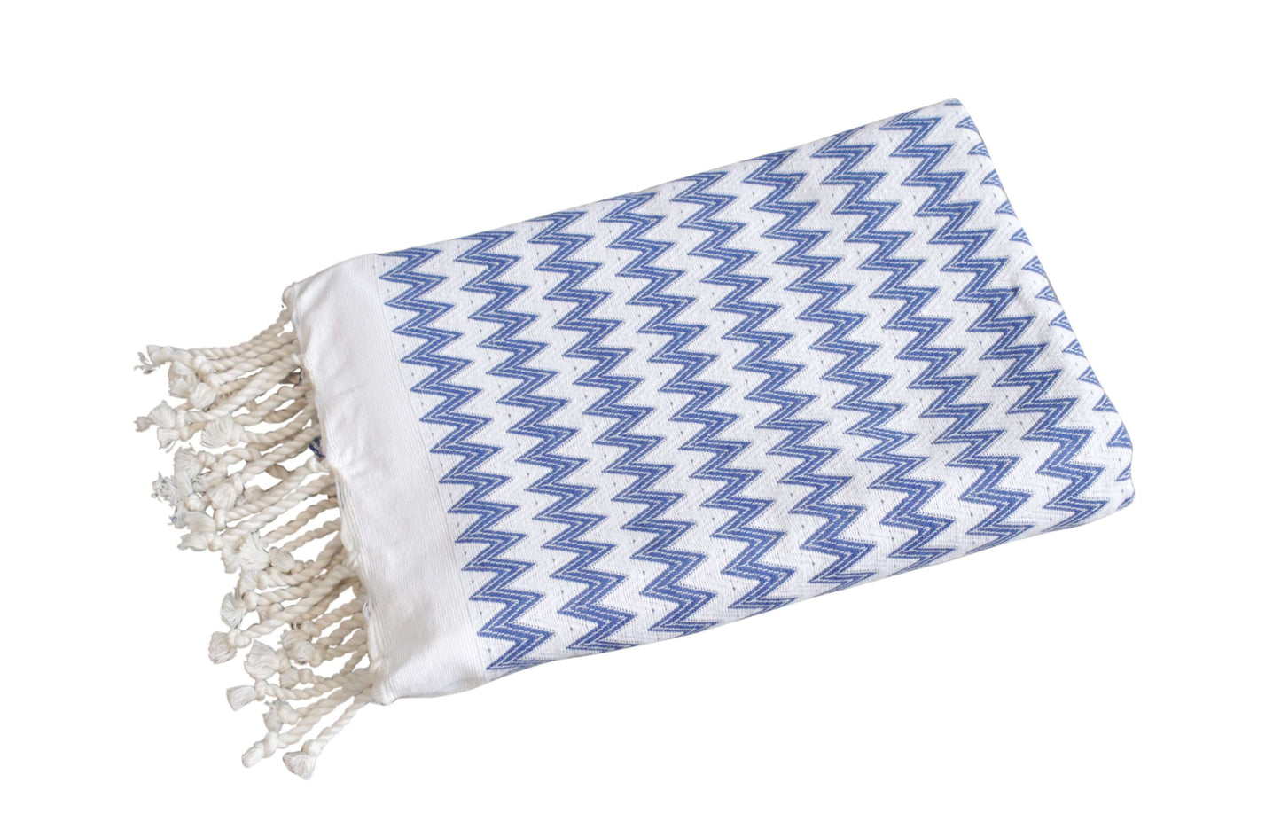 Fouta Zick Zack blau Hamamtuch und Strandtuch - Splendite