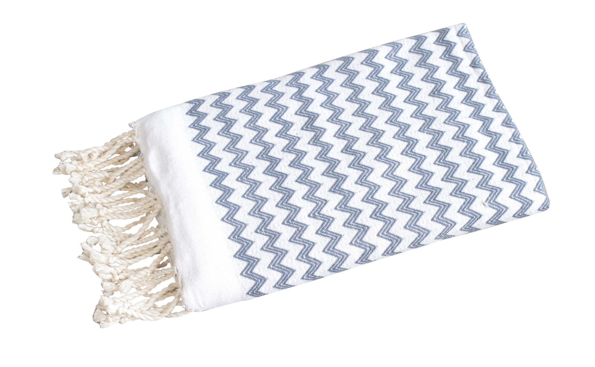 Fouta Zick Zack graublau Hamamtuch und Strandtuch - Splendite